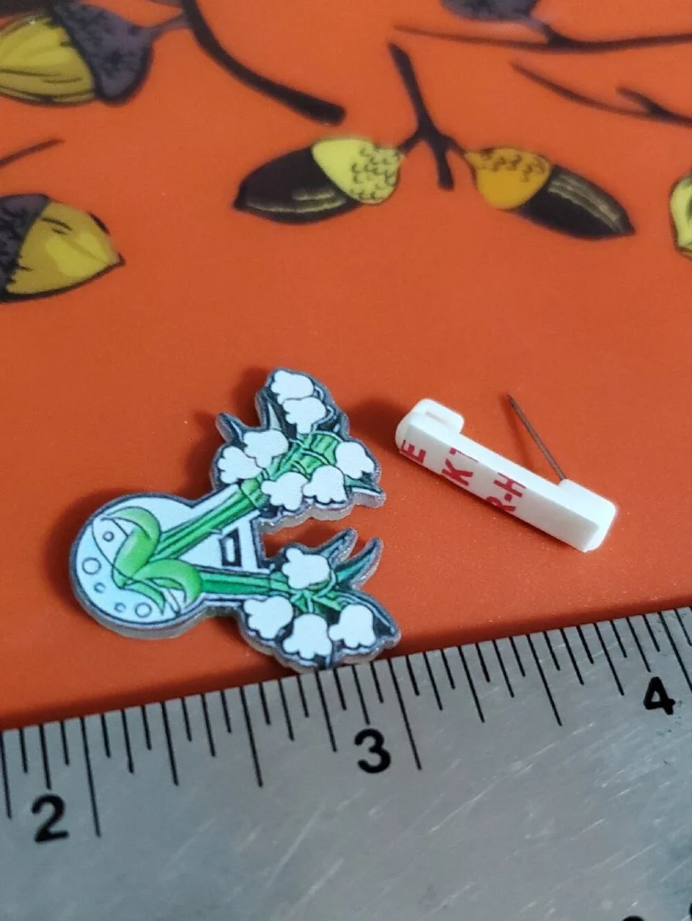 Lily of the Valley Acrylic Pin — White & Green